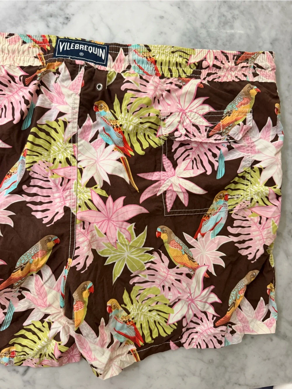 Vilebrequin Women’s Tropical Parrot Print Shorts - Brown, Pink & Green